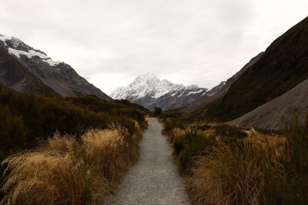 Hooker Valley Track mit Mt Cook im Hintergrund