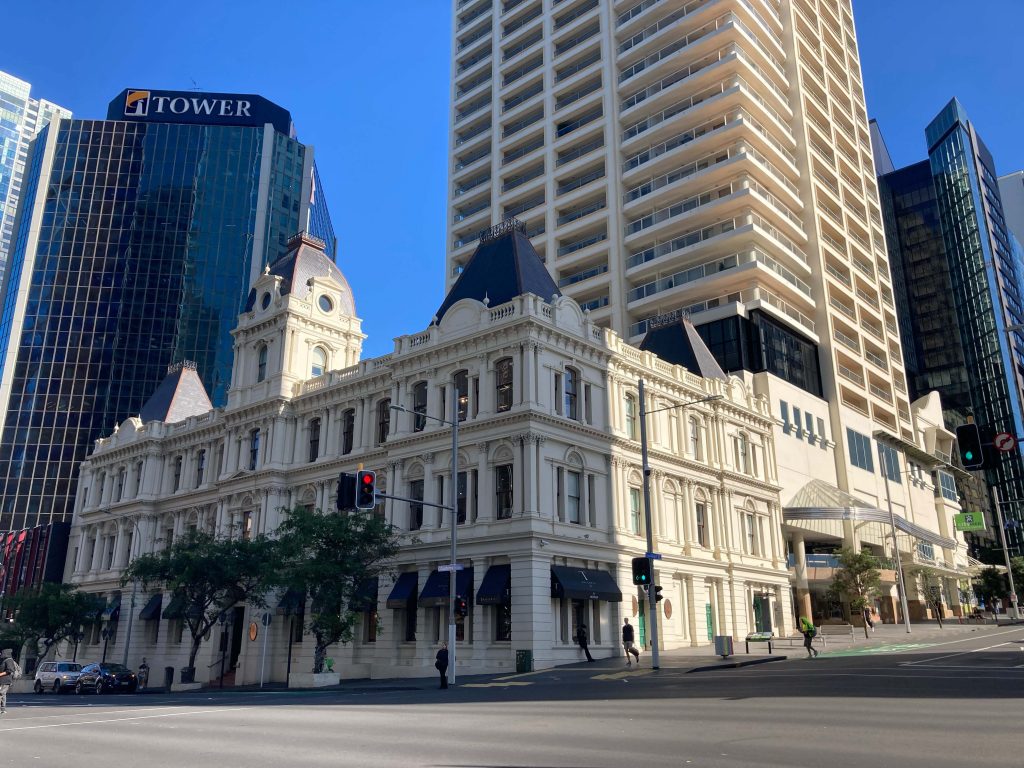 Traditionelle und modere Architektur in Auckland, Neuseeland